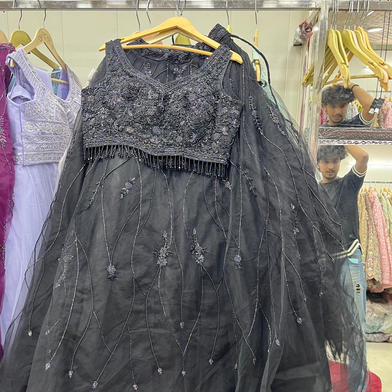 Black Crop Top Lehenga