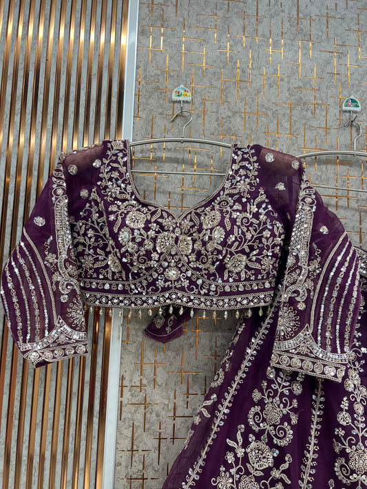 Purple Crop Top Lehenga