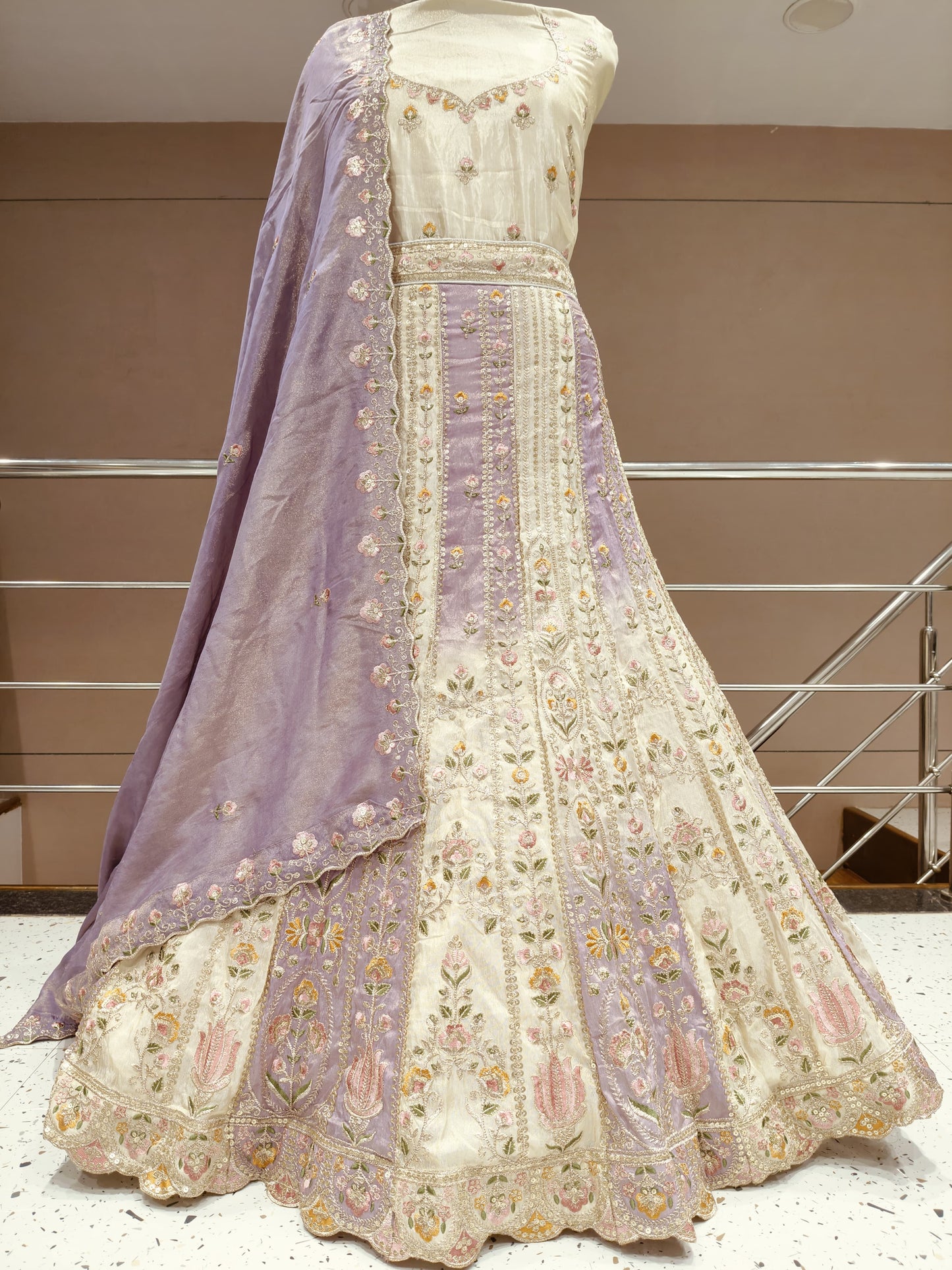Sky Blue White Designer Lehenga