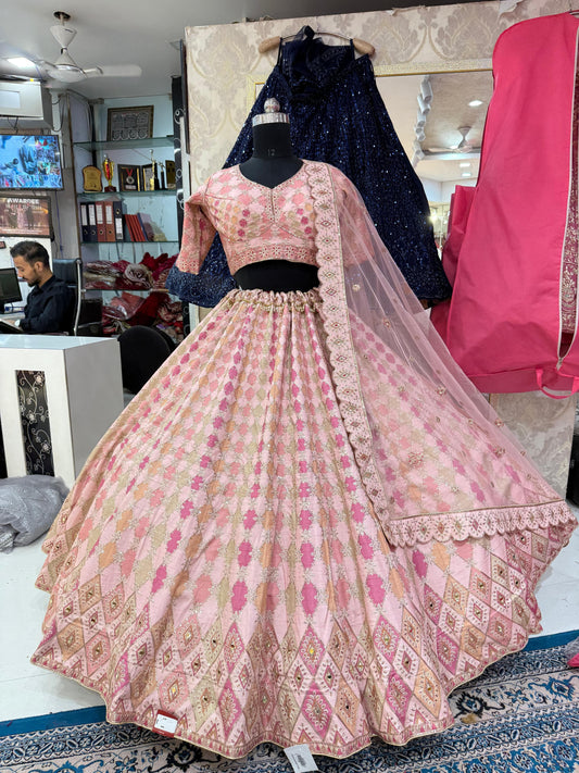 Elegant pink multi color Lehenga