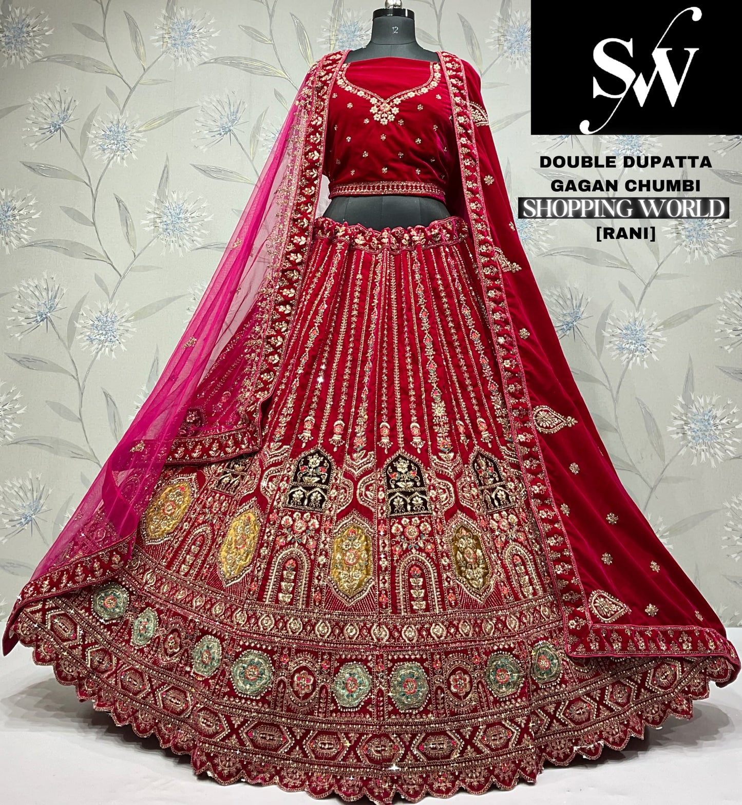 Amazing dark maroon Velvet bridal Lehenga