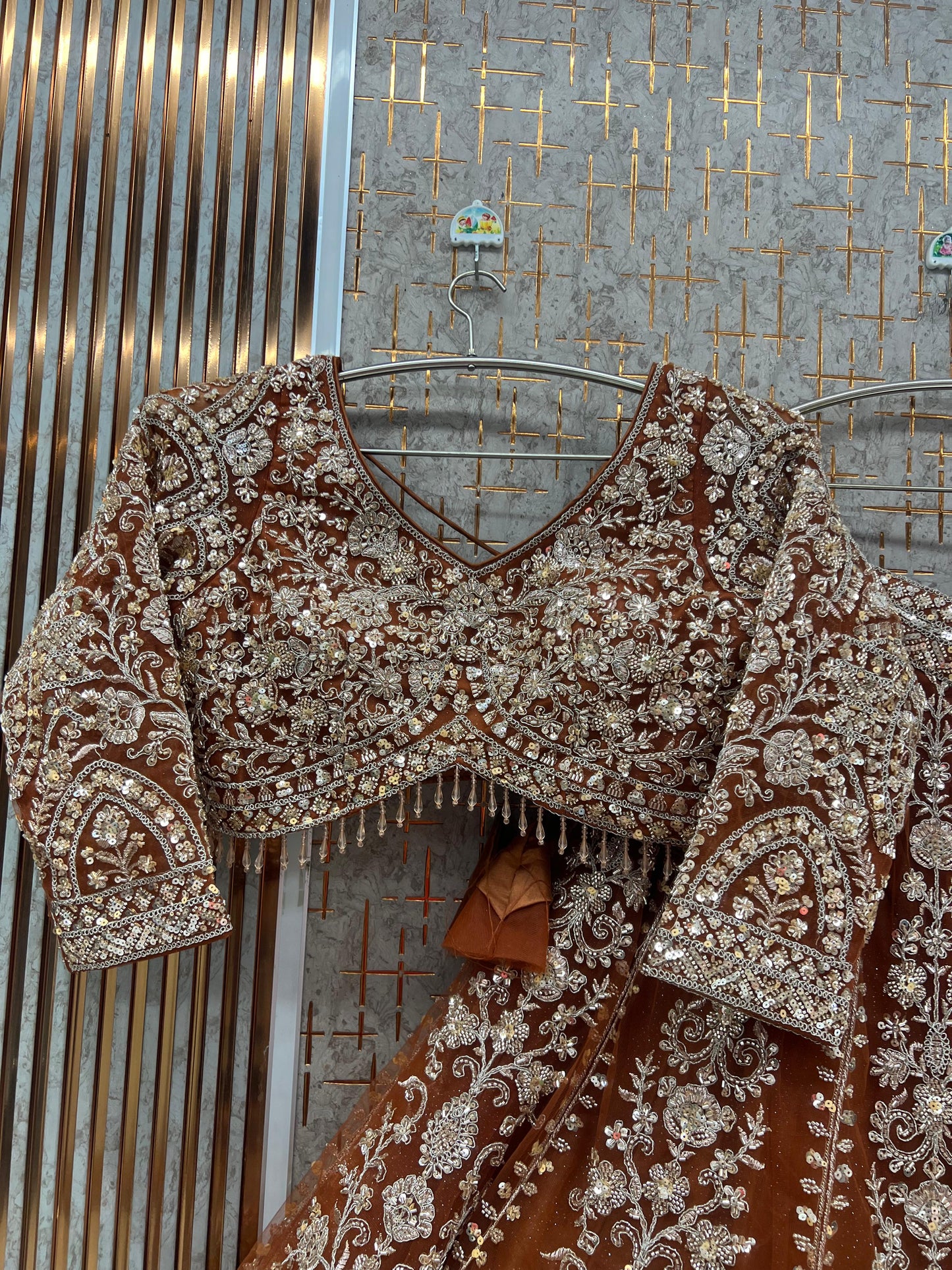 Rust Orange Crop top Lehenga