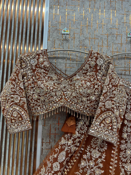 Rust Brown Crop top Lehenga