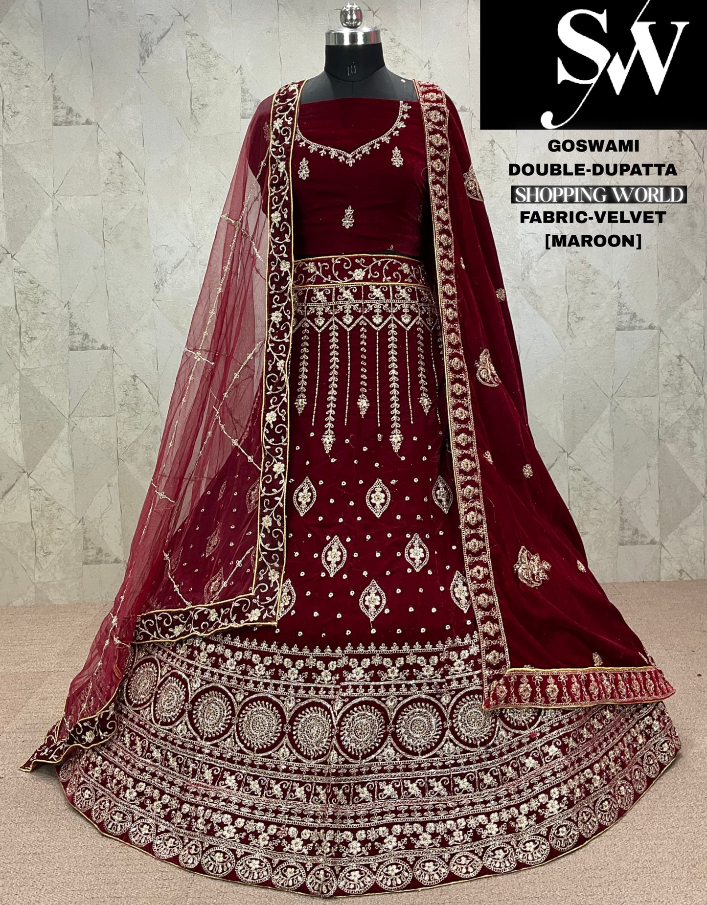 Something different red Velvet bridal Lehenga