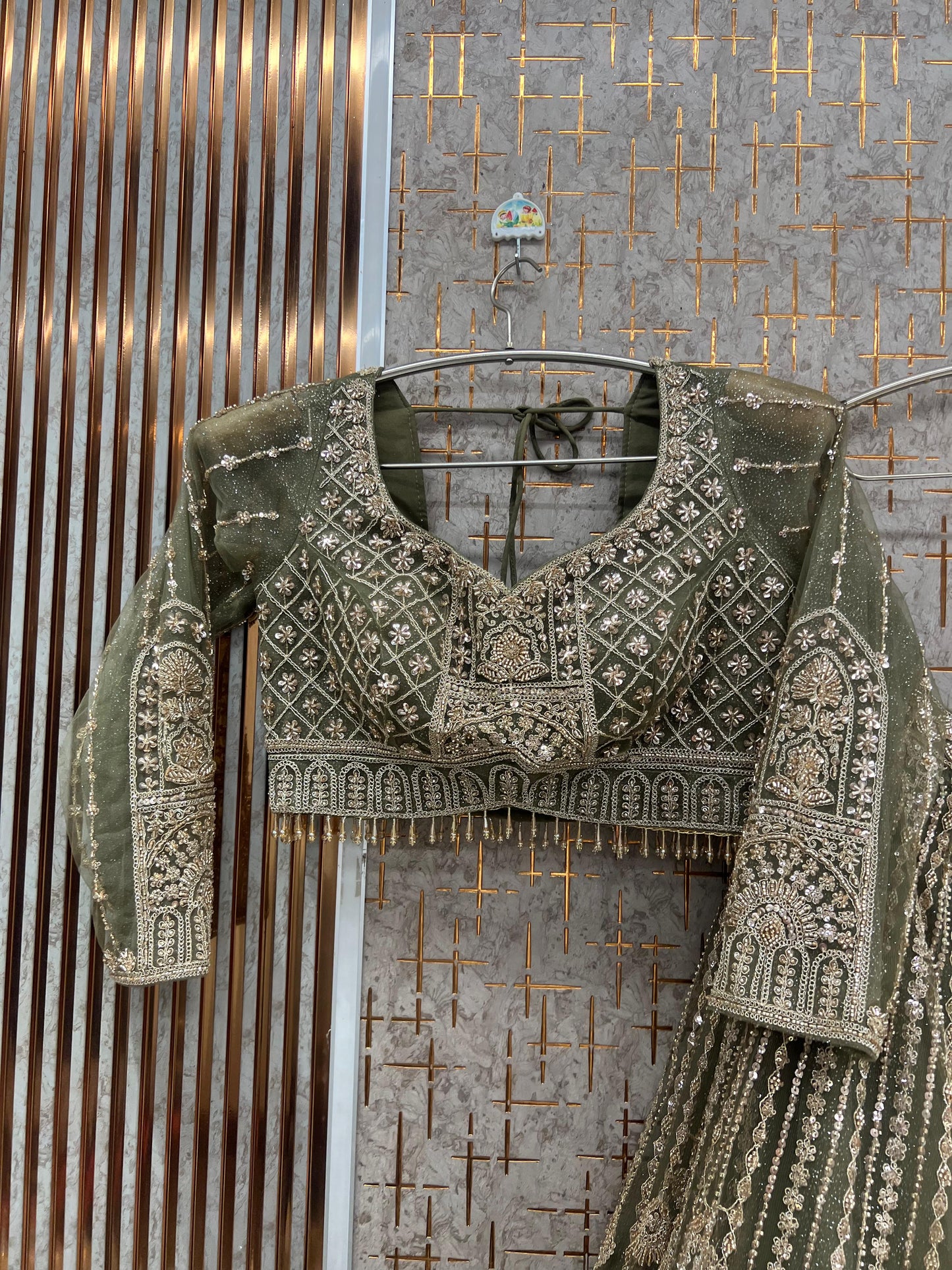 Green Pink Crop top Lehenga - Shopping World