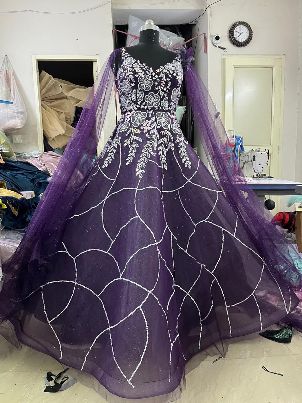 Purple Gown wine violet Party Wear evening gown