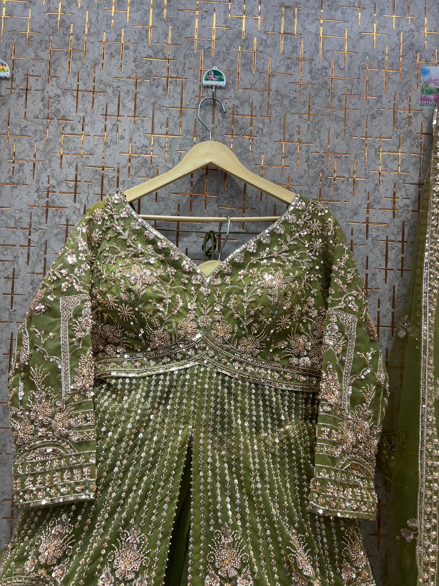 Something different Beige Golden Farshi garara muslim Bride Special Indo Dress