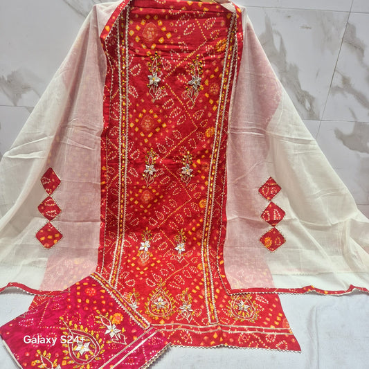 Trendy hot pink suit dress material (free size)