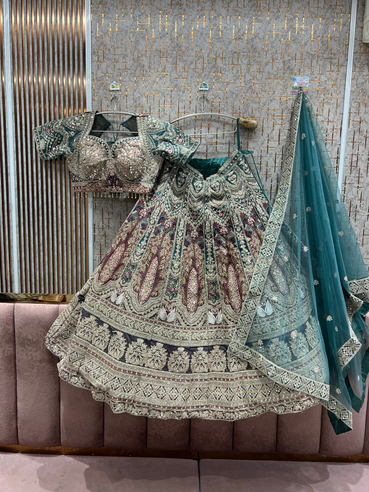 Astonishing Rama green Crop Top Lehenga – Shopping World
