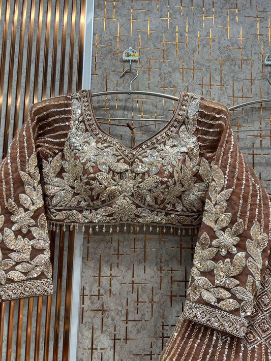 Gorgeous Brown Crop top Lehenga