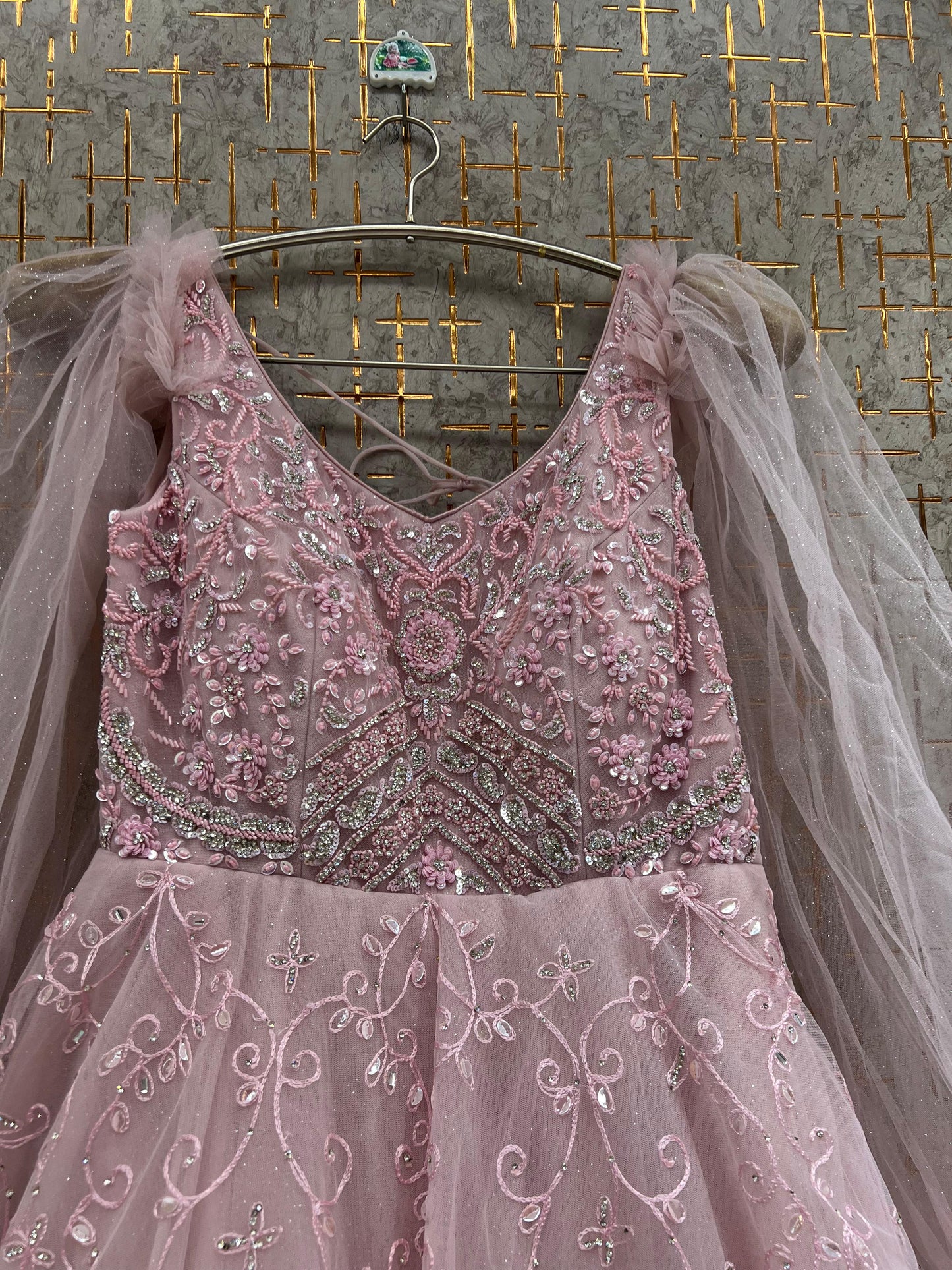 Sky Blue Heavy Handwork Gown