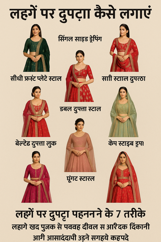 लहंगे पर दुपट्टा कैसे लगाएं