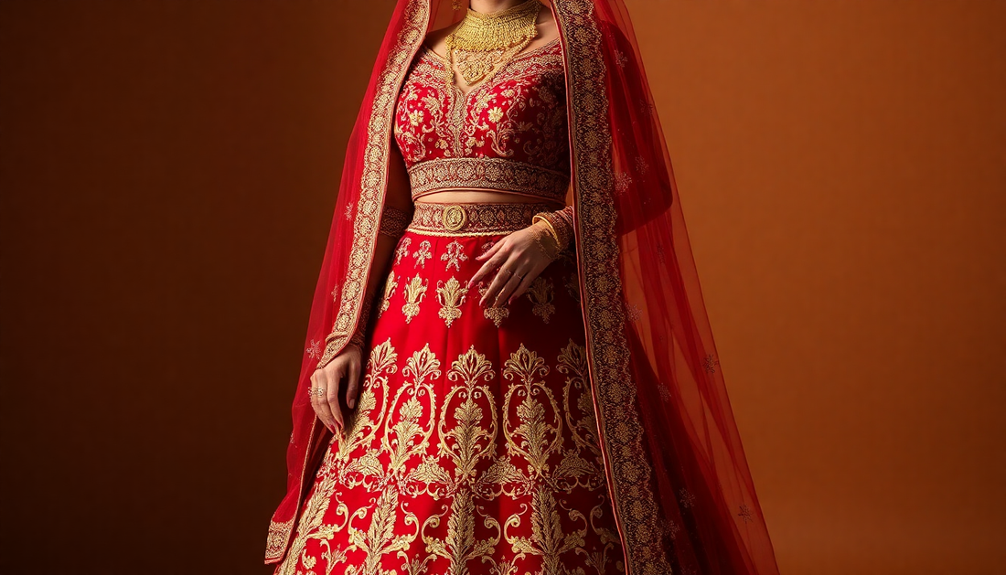 Bridal Lehenga with Red and Gold Accents: A Timeless Classic