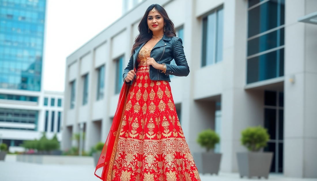 Elevate Your Ethnic Wear: Styling Tips for Pairing Lehengas and Sarees with Western Jackets and Boots