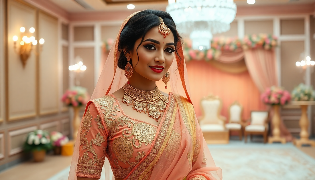 Why Brides Love Peach and Gold Lehengas for Their Wedding