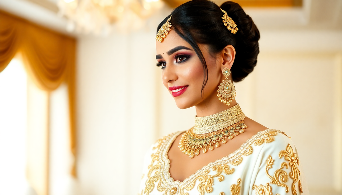 Elevate Your Bridal Style with a White and Gold Lehenga