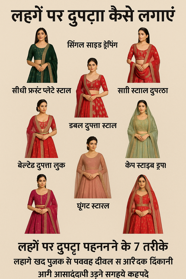 लहंगे पर दुपट्टा कैसे लगाएं