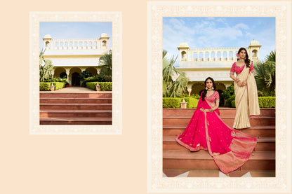 Pink Viscose Saree with bead work 6120