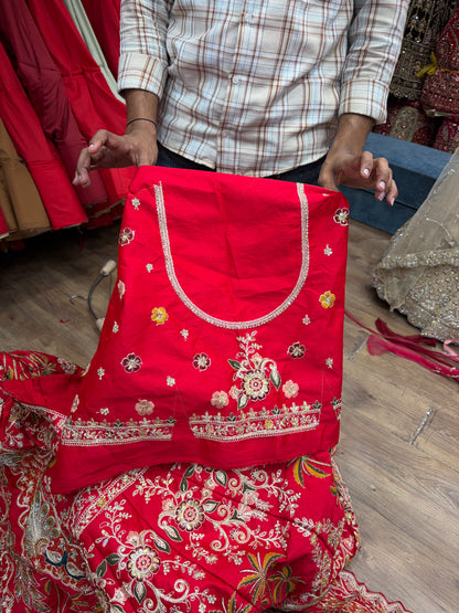 Red peacock Bridal Lehenga