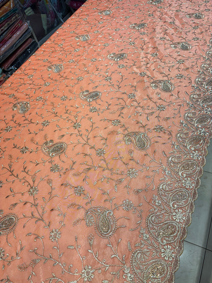 Something different peach saree