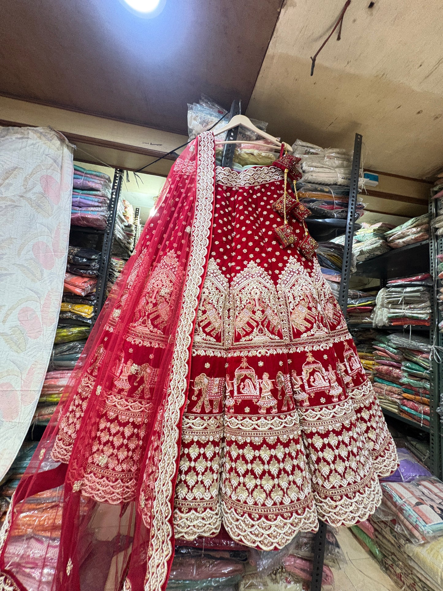 Lavishing red Doli barat ball bridal Lehenga