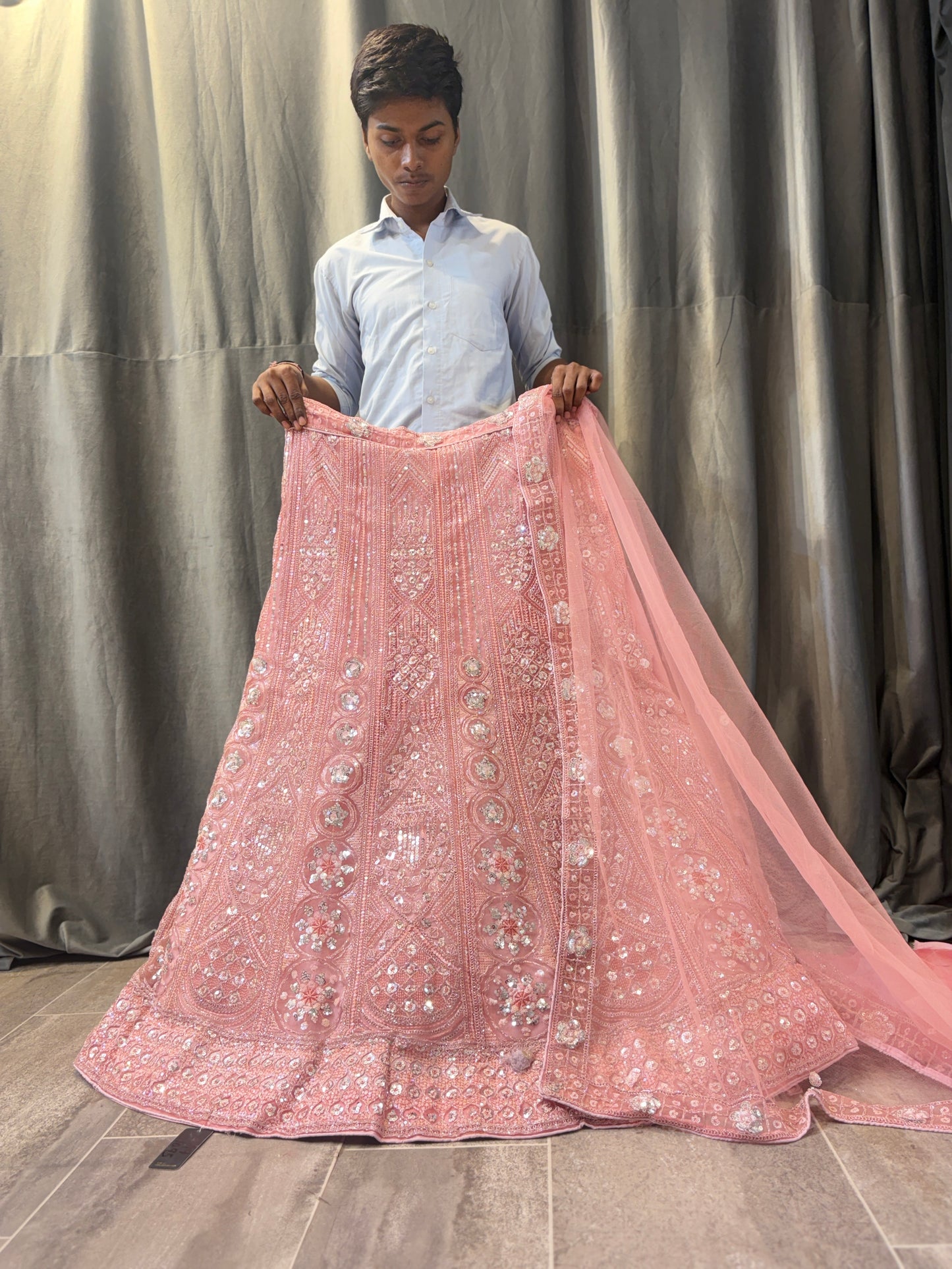 Embellished pink peach Lehenga