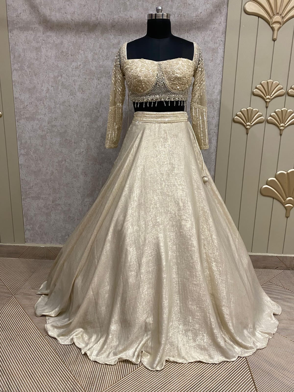 Golden silver Crop Top Lehenga