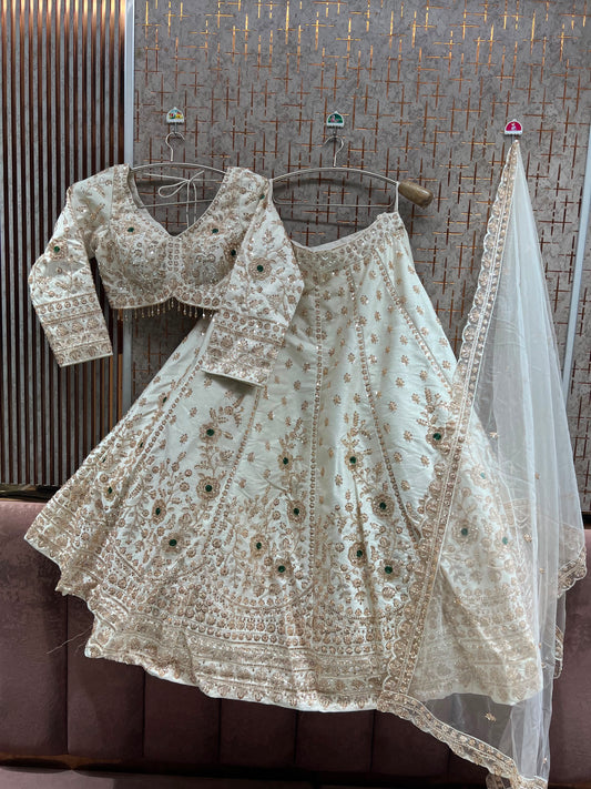White Crop Top Lehenga