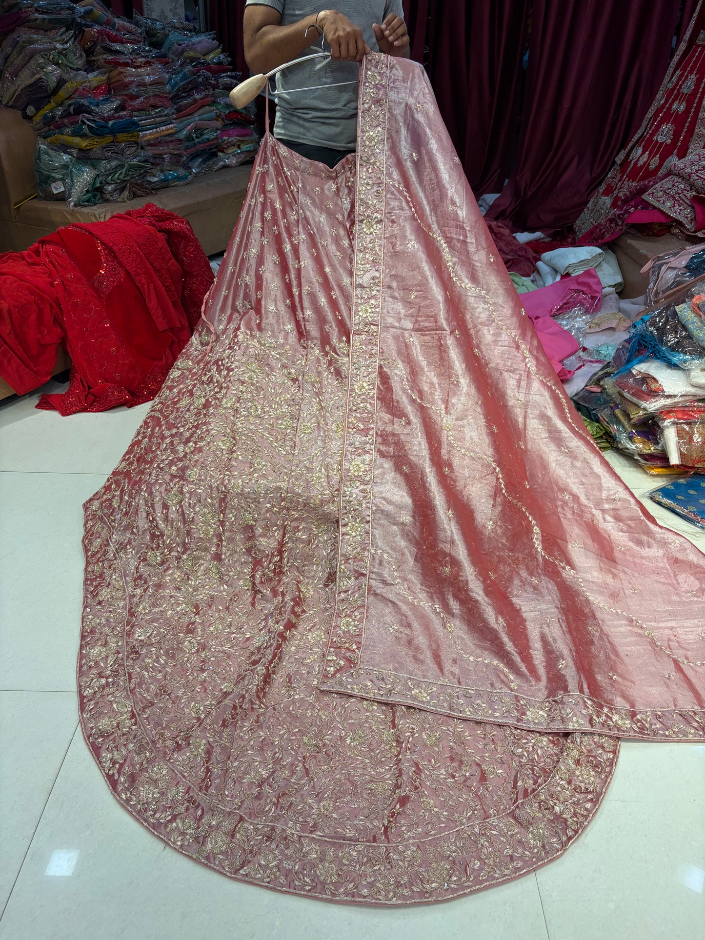 Pink peplum long Dress Farshi Gaharara Dress Special