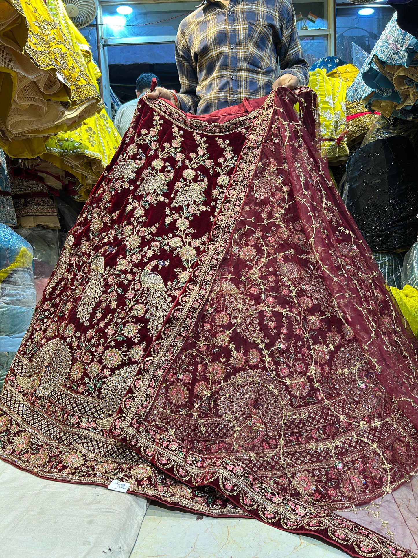 Delightful peacock maroon bridal lehenga❤️