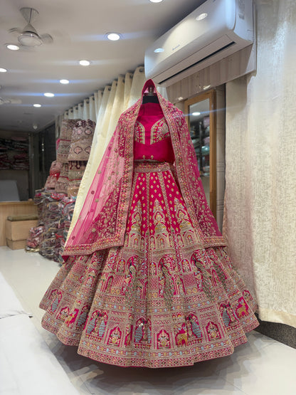 Astonishing Rani pink bridal Lehenga