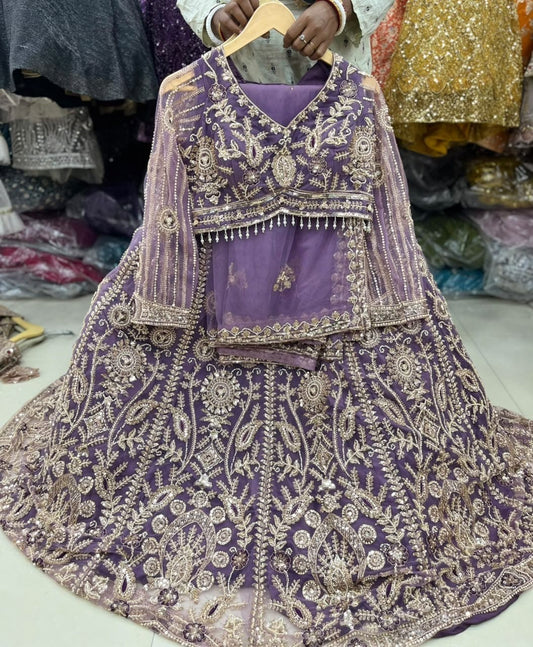 Beige Golden Crop Top Lehenga (Copy)