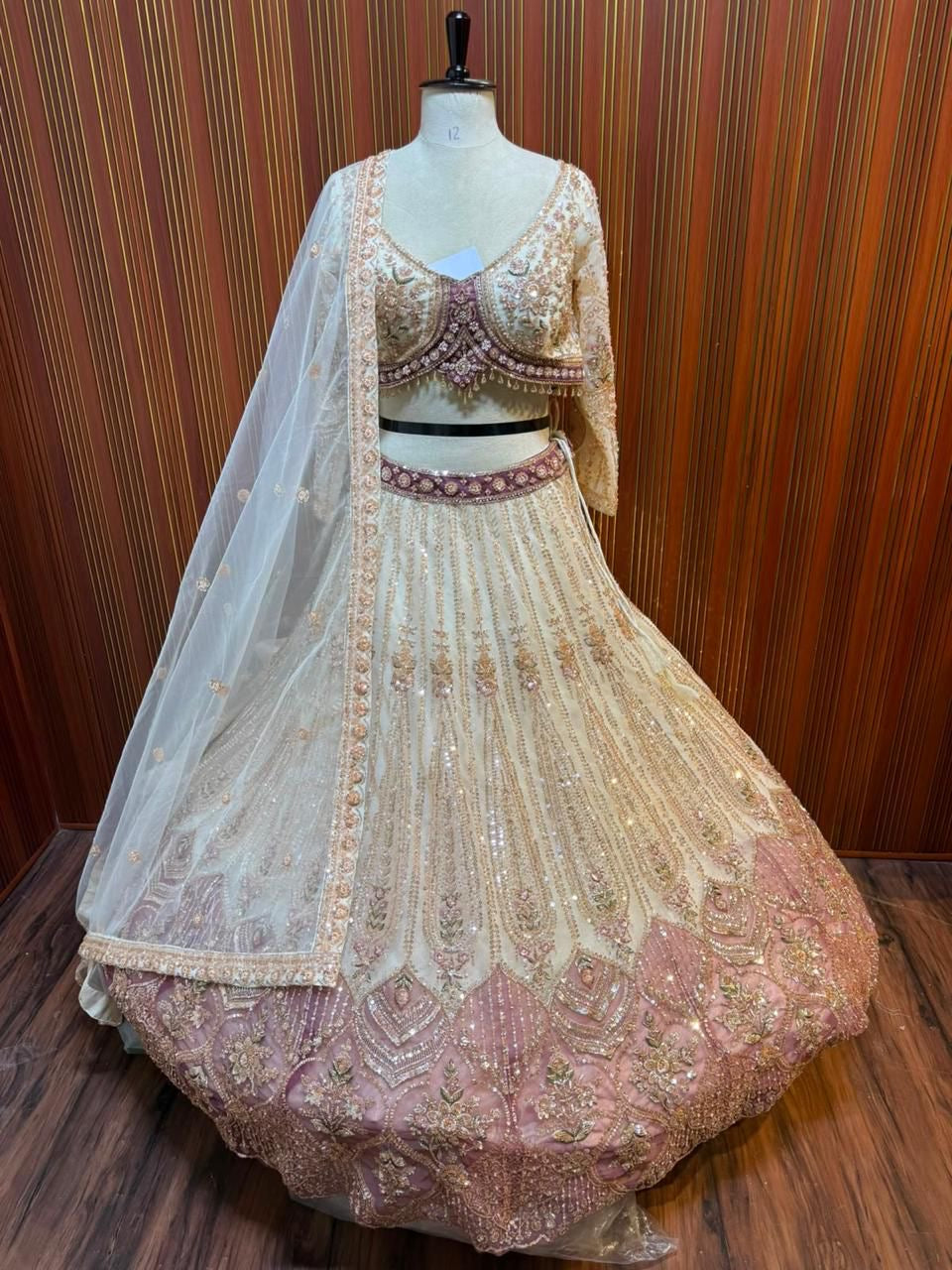 Off white crop top Lehenga
