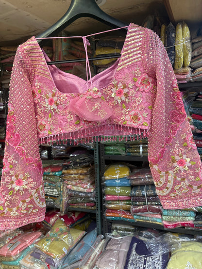 Glamorous Pink Crop Top Lehenga