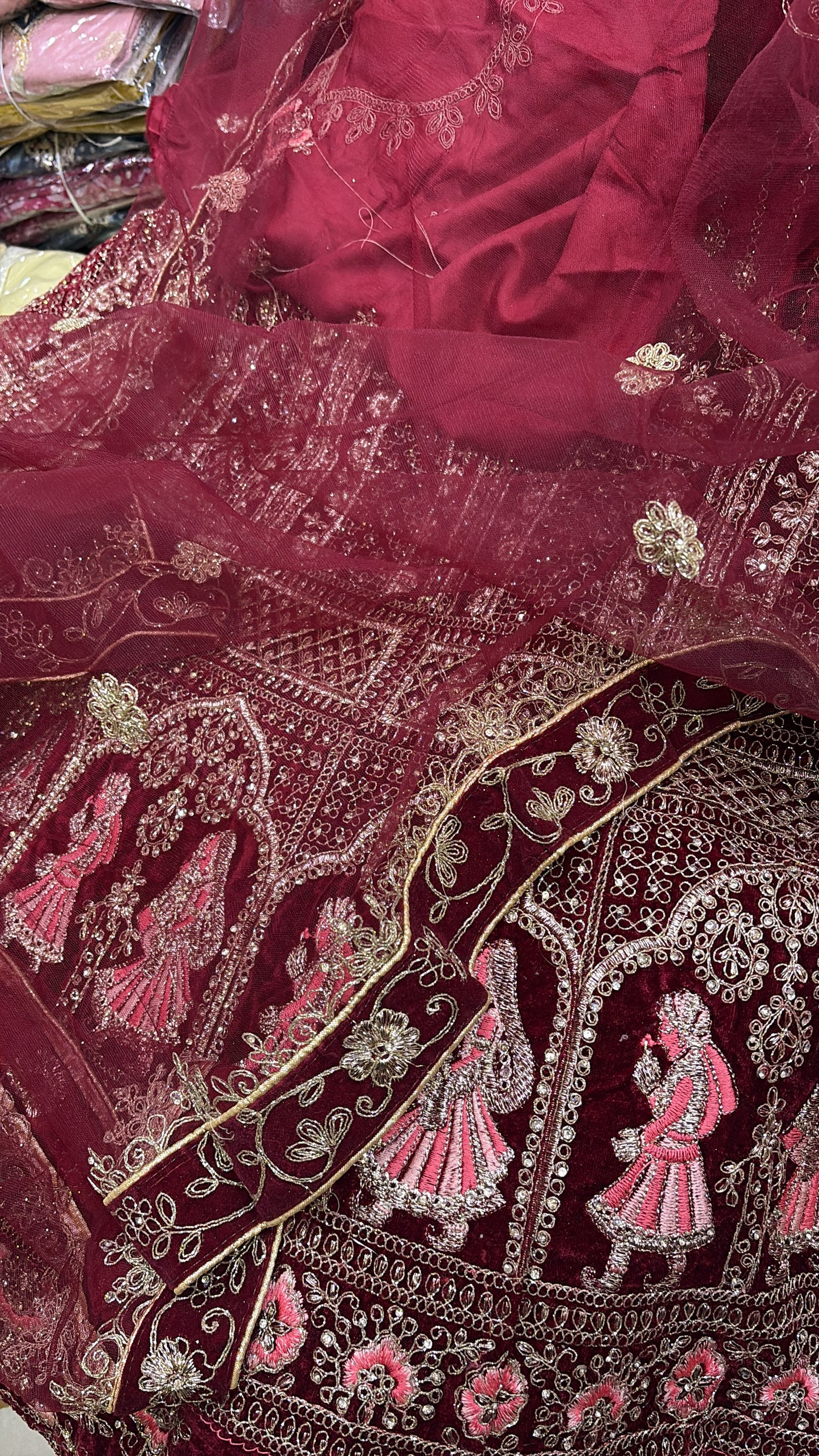 Attractive maroon doli barat bridal Lehenga