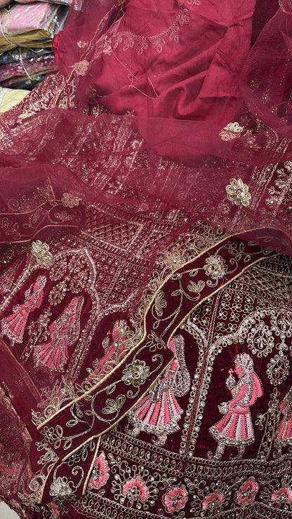 Attractive maroon doli barat bridal Lehenga