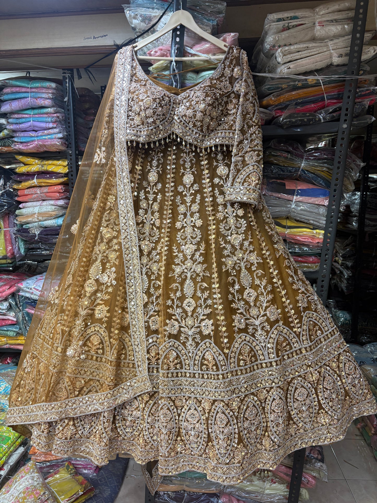 Glamorous mustard yellow crop top Lehenga