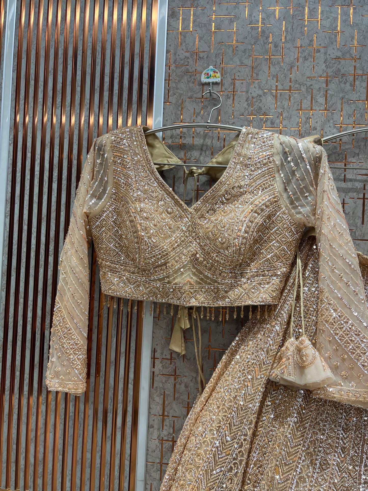 Golden On Golden Designer Crop Top Lehenga