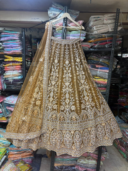 Glamorous mustard yellow crop top Lehenga
