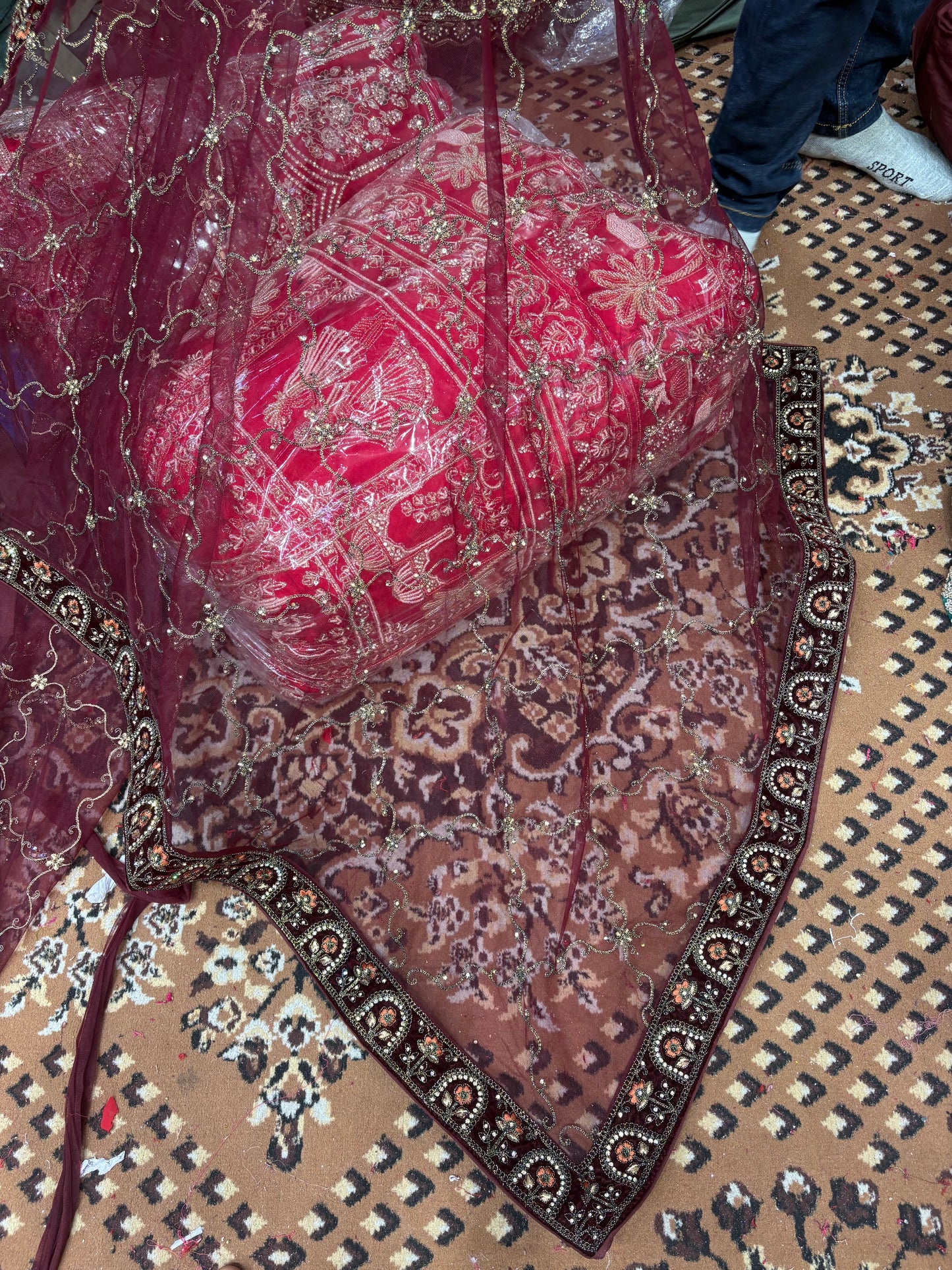 Beautiful Maroon Doli Barat Ball bridal Lehenga