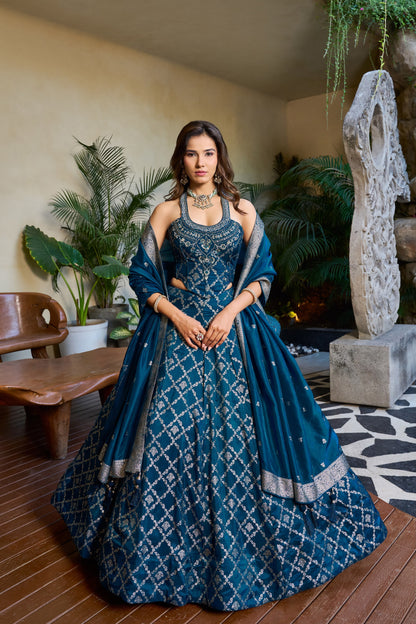 Blue Crop Top Lehenga ( Happy Customer) - Shopping World