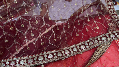 Heavy maroon Rajwada marwadi bridal lehenga