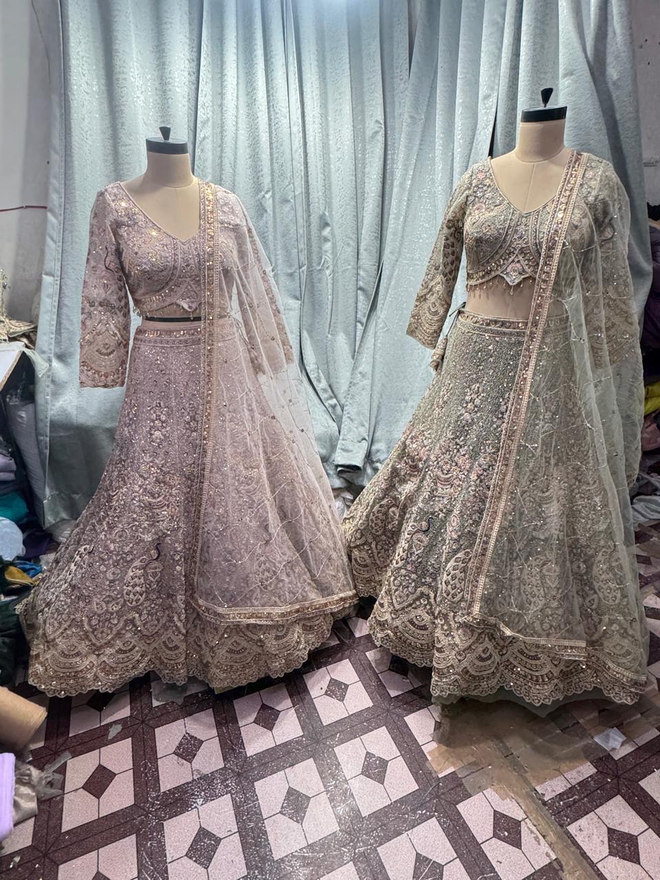 Glamorous purple peacock crop top lehenga