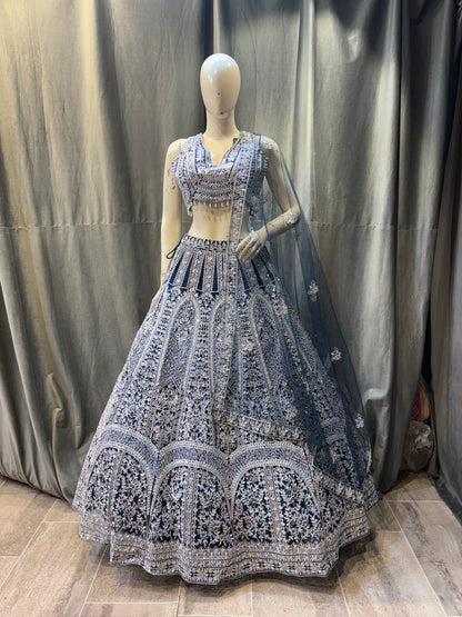 Lavishing blue Crop Top Lehenga