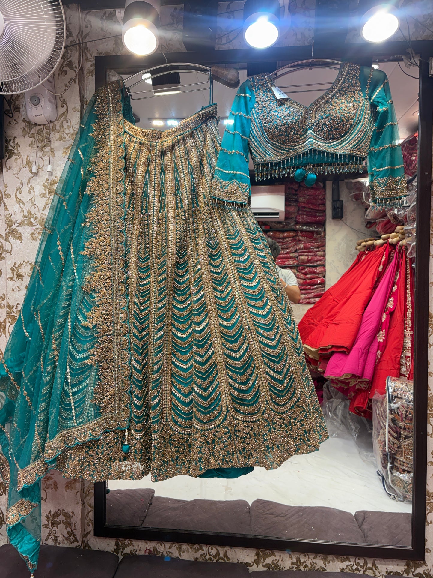 Majestic Sky blue crop top Lehenga