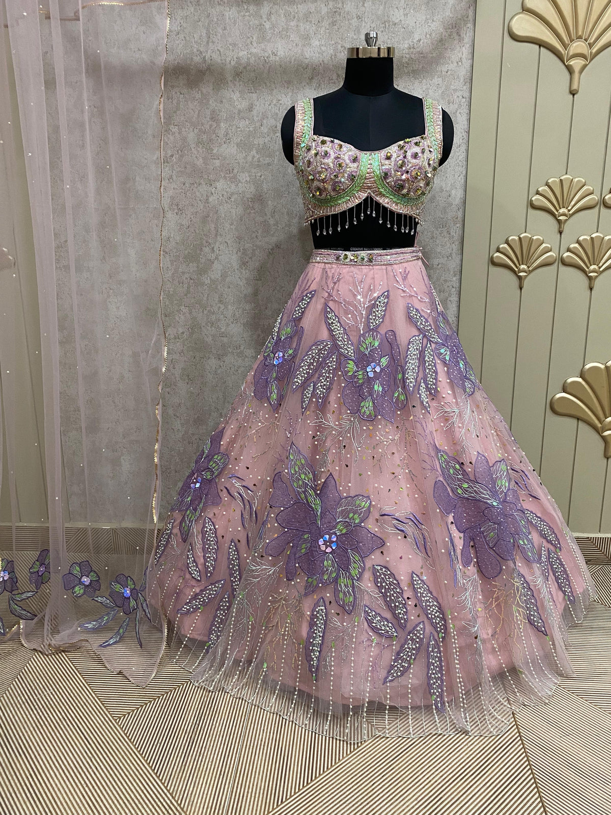 Pink PDP Crop Top Lehenga