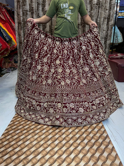 Lovely Red Lehenga pure handwork Zardozi dabka