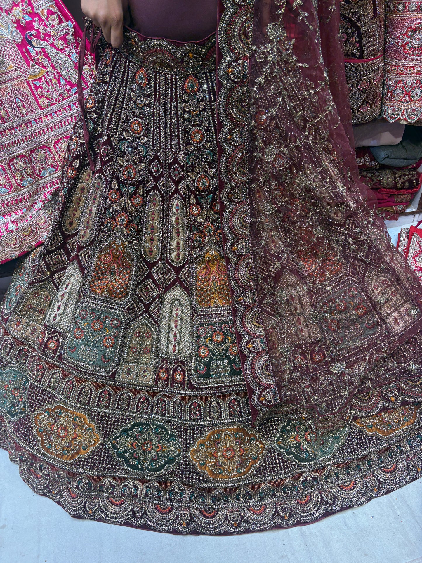 Royal maroon bridal Lehenga happy customer