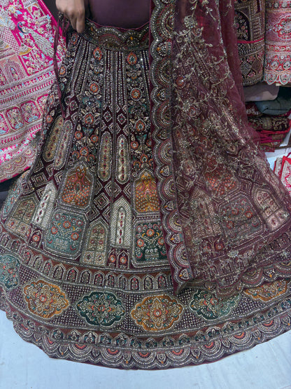 Royal maroon bridal Lehenga happy customer