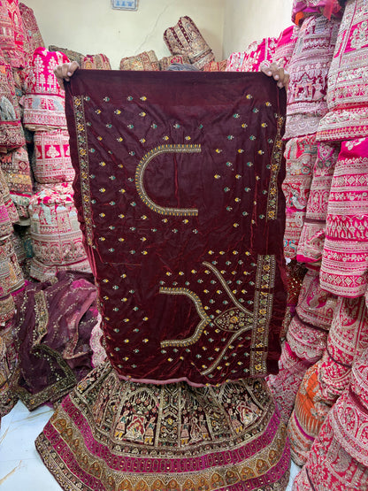 Maroon Doli Barat Bridal Lehenga